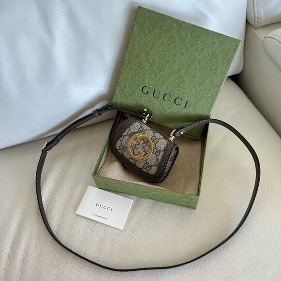 NEW Gucci GG Supreme Monogram Dollar Calfskin Blondie Card Case Wallet Textured - Picture 7 of 10